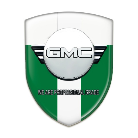 GMC Self Adhesive Car logo Emblem Green White with White Ribbon Version 