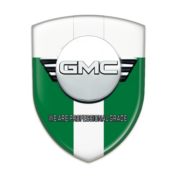 GMC Self Adhesive Car logo Emblem Green White with White Ribbon Version 