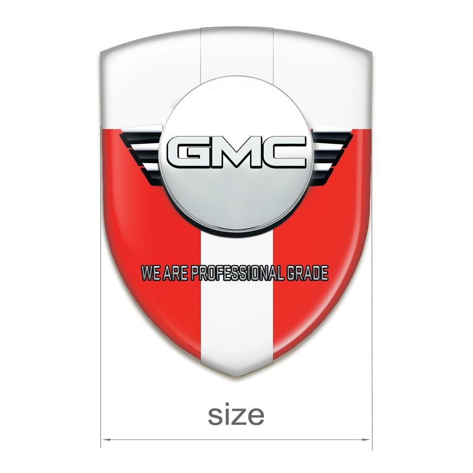 GMC Car Interior Badge Red White with White Ribbon Version | Domed ...
