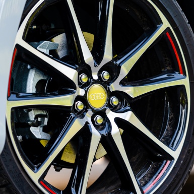 Audi Wheel Emblems for Center Caps Yellow Edition