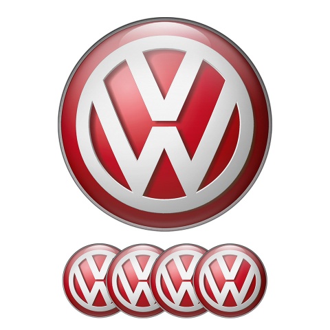 VW Volkswagen Silicone Stickers Center Hub 3D Red