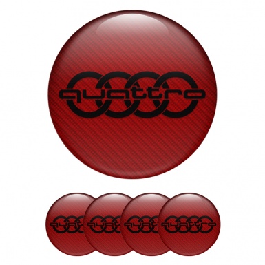 Audi Wheel Emblems for Center Caps Red Carbon Black Logo
