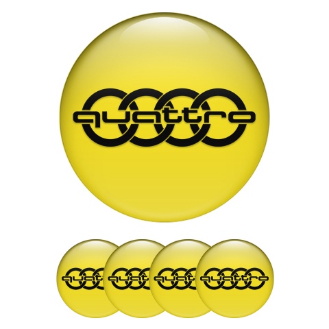 Audi Wheel Emblems for Center Caps Yellow Black Logo