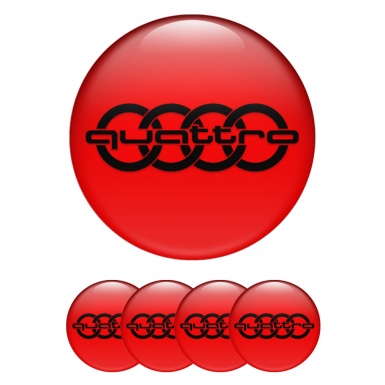 Audi Wheel Emblems for Center Caps Red Black Logo
