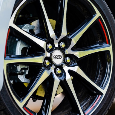 Audi Wheel Emblems for Center Caps White Black Logo