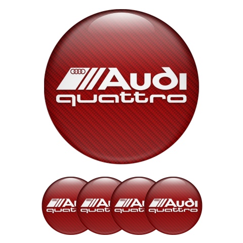 Audi Emblems for Wheel Center Caps Red Carbon