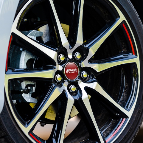 Audi Emblems for Wheel Center Caps Red Carbon