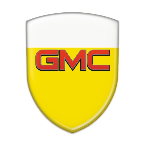 GMC Tuning Emblem Yellow White Base and Red Logo 