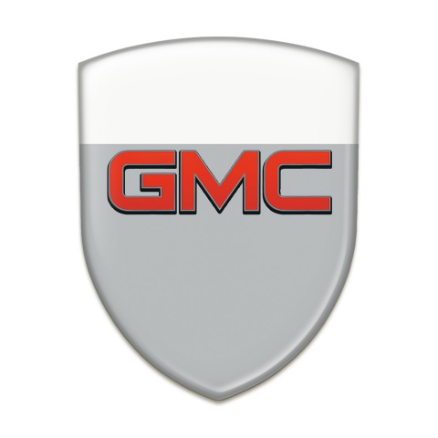 GMC Self Adhesive Emblem Logo Grey White Base Red Logo