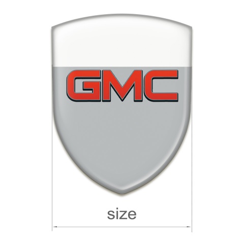 GMC Self Adhesive Emblem Logo Grey White Base Red Logo