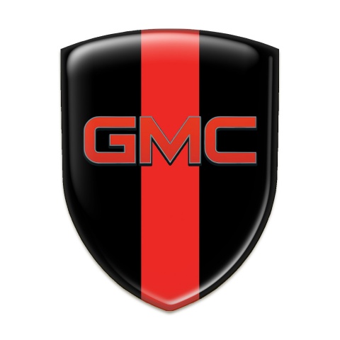 GMC Domed Emblem Black with Red Tape Base and Red Logo 