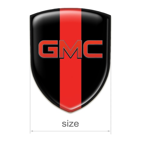 GMC Domed Emblem Black with Red Tape Base and Red Logo 