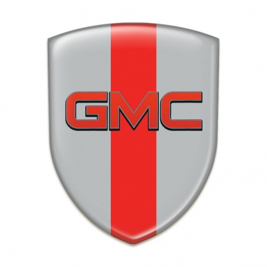 GMC Silicone Emblem Grey with Red Tape Base Red Logo 