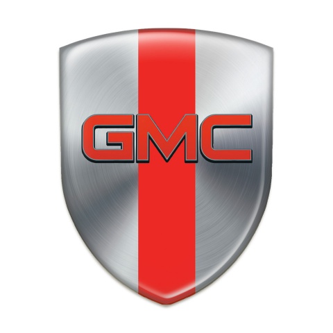 GMC Resin Sticker Silver with Red tape Base Red Logo 