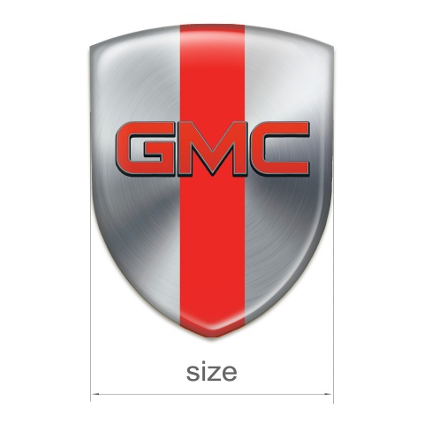 GMC Resin Sticker Silver with Red tape Base Red Logo 