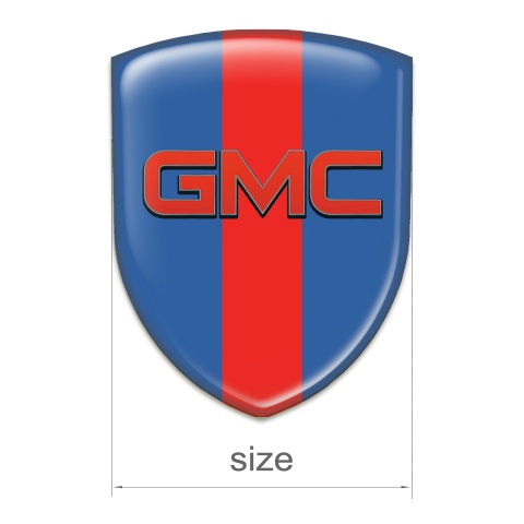 GMC 3D Gel Emblem Blue with Red tape Base Red Logo Style 