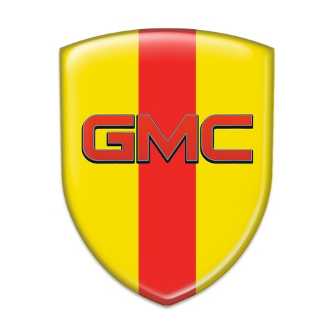 GMC Emblem Exterior Yellow with Red Tape Base and Red Logo 