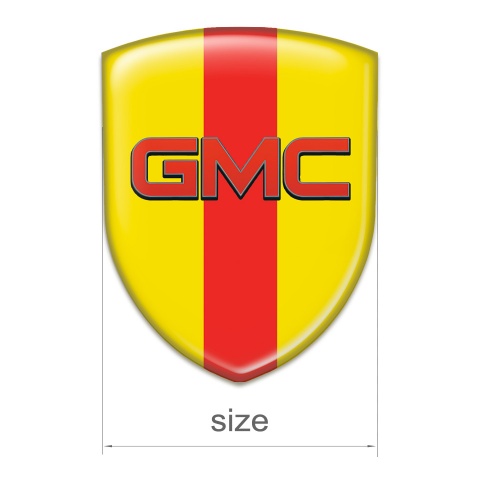 GMC Emblem Exterior Yellow with Red Tape Base and Red Logo 