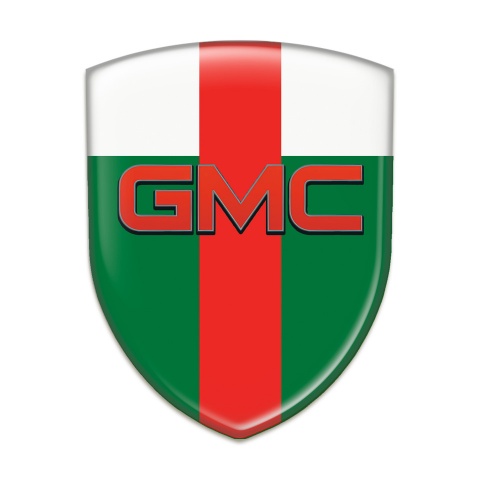 GMC Tuning Badge  Green White with Red Tape Base and Red Logo 