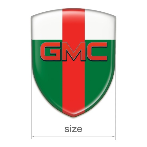 GMC Tuning Badge  Green White with Red Tape Base and Red Logo 