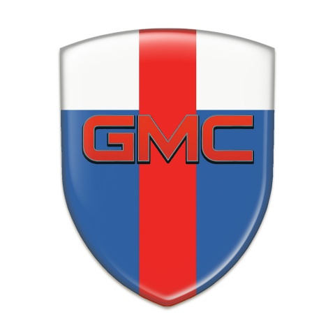 GMC Car Accessories Badge Blue White with Red Tape Base and Red Logo 