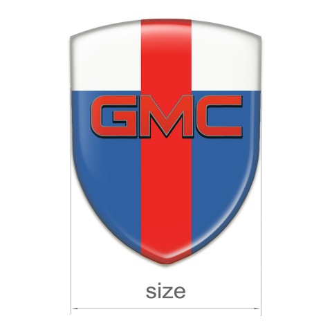 GMC Car Accessories Badge Blue White with Red Tape Base and Red Logo 