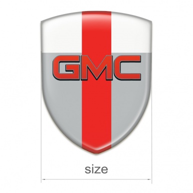 GMC Car Interior Badge Grey White with Red Tape Base and Red logo 