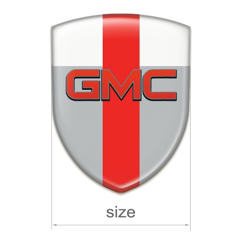 GMC Car Interior Badge Grey White with Red Tape Base and Red logo 