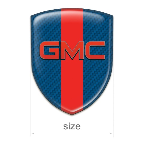 GMC Silicone Car Decal Badge Navy Blue Carbon with Red Band Base and Red Logo 