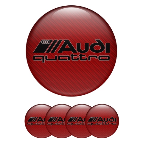 Audi Quattro Emblems for Wheel Center Red Carbon