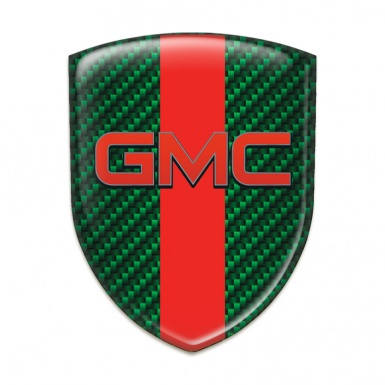 GMC Logo Emblem Green Carbon with Red Tape Base and Red Logo 