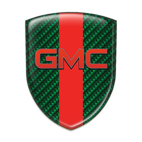 GMC Logo Emblem Green Carbon with Red Tape Base and Red Logo 