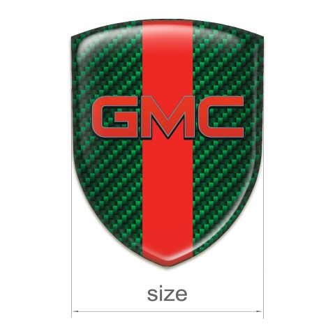 GMC Logo Emblem Green Carbon with Red Tape Base and Red Logo 