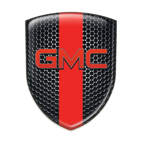 GMC Self Adhesive Emblem Logo Perforated Steel with Red Tape base and Red Logo 