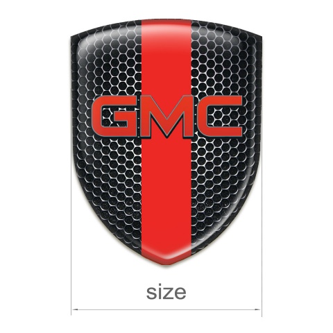 GMC Self Adhesive Emblem Logo Perforated Steel with Red Tape base and Red Logo 