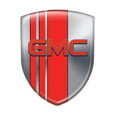 GMC Silicone Emblem Silver with Red Bands Base and Red Logo 