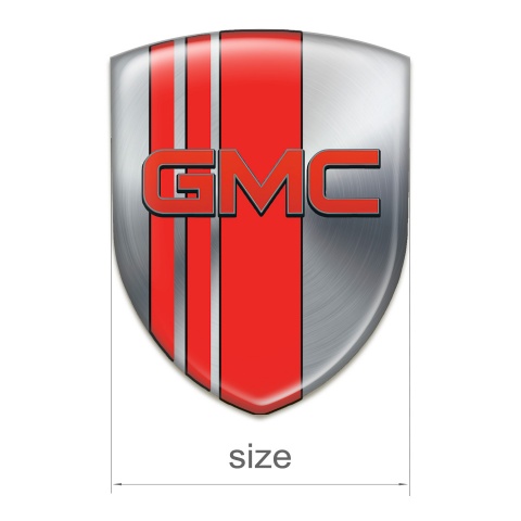 GMC Silicone Emblem Silver with Red Bands Base and Red Logo 