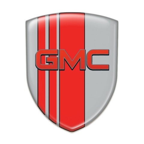 GMC Resin Sticker Grey with Red Bands Base and Red Logo 