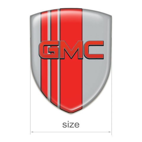 GMC Resin Sticker Grey with Red Bands Base and Red Logo 
