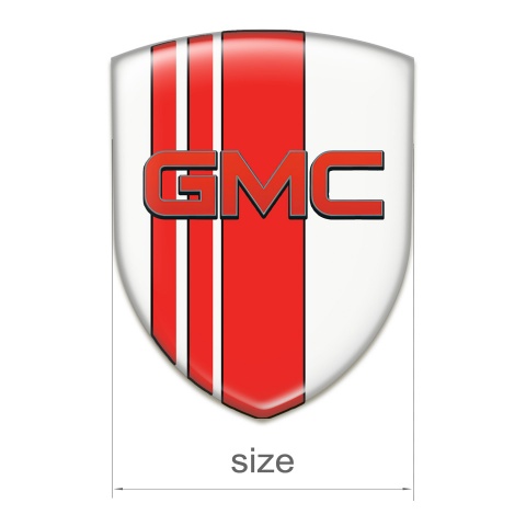 GMC Car Accessories Badge White with Red Bands Base and Red Logo 