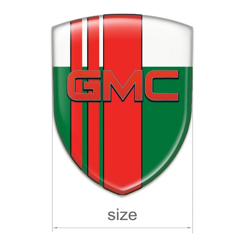 GMC Self Adhesive Car logo Emblem Green White with Red Bands Base and Red Logo 