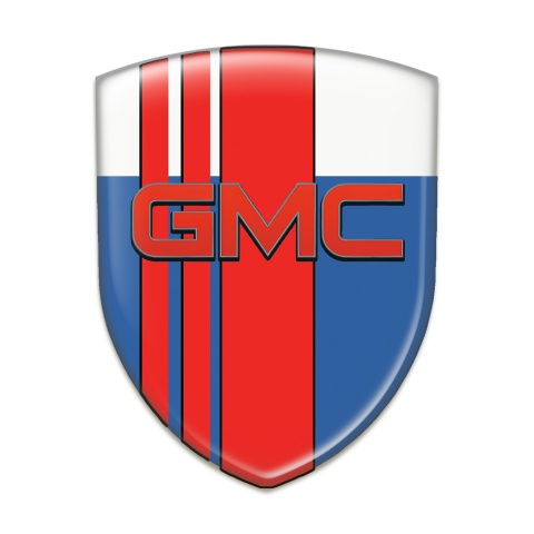 GMC Car Interior Badge Blue White with Red Bands Base and Red Logo 