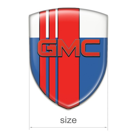 GMC Car Interior Badge Blue White with Red Bands Base and Red Logo 