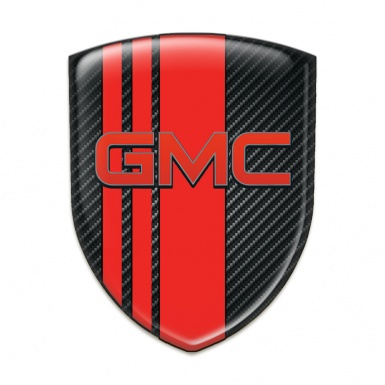 GMC Auto Emblem Black Carbon with Red bands pattern 