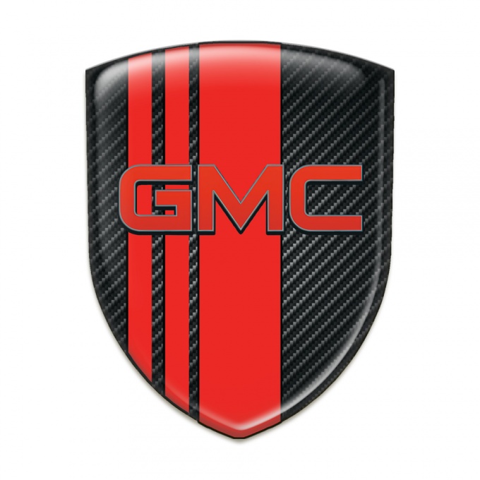 GMC Auto Emblem Black Carbon with Red bands pattern 