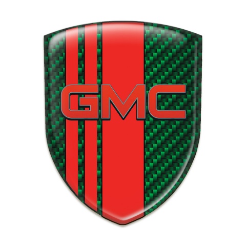 GMC Emblem Badge Logo Green Carbon with Red Bands Pattern 