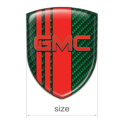 GMC Emblem Badge Logo Green Carbon with Red Bands Pattern 