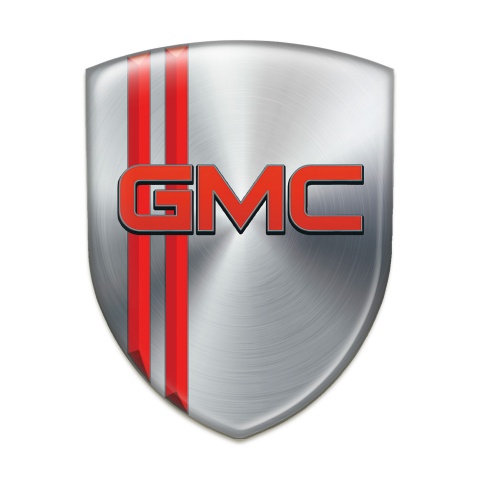 GMC Tuning Emblem Silver with Red Stripes Pattern 