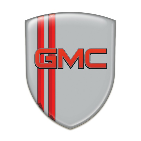 GMC Self Adhesive Emblem Logo Grey with Red Stripes Pattern 