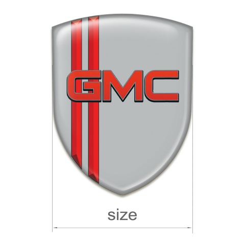 GMC Self Adhesive Emblem Logo Grey with Red Stripes Pattern 
